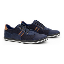 Polbut Scarpa casual da uomo 1801P nabuk/cammello blu navy 2
