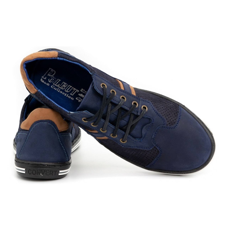 Polbut Scarpa casual da uomo 1801P nabuk/cammello blu navy 3