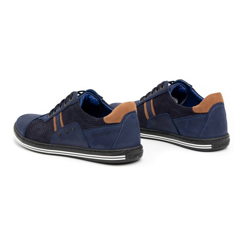 Polbut Scarpa casual da uomo 1801P nabuk/cammello blu navy 4