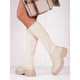 Stivali beige con tomaia flessibile Shelovet 1