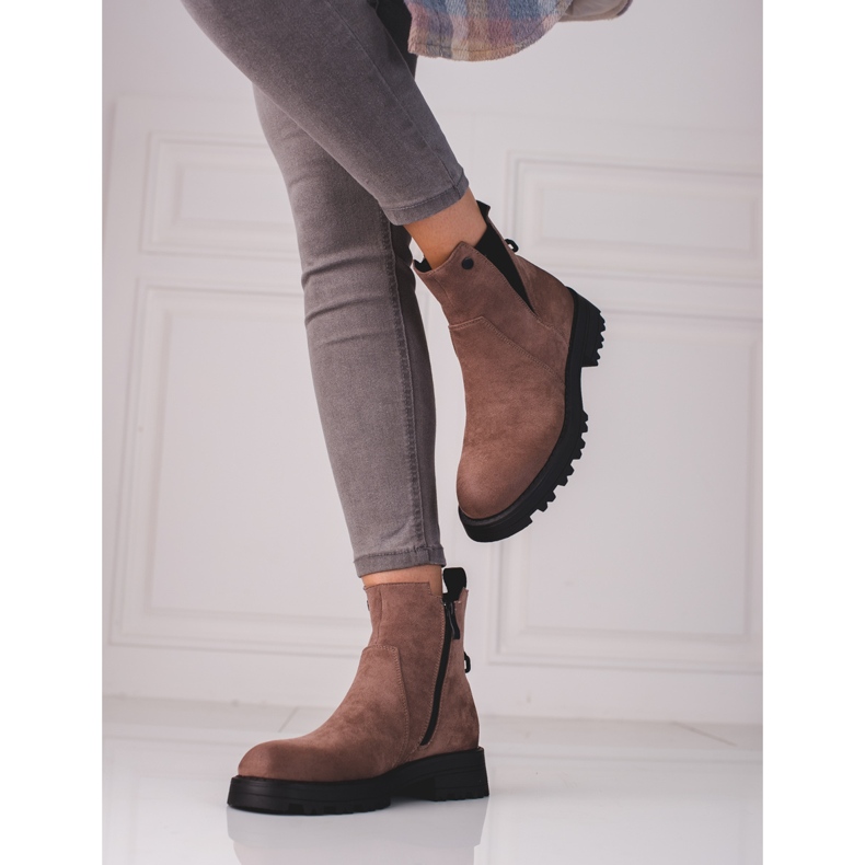 Stivaletti Shelovet marroni da donna realizzati in camoscio ecologico marrone 1
