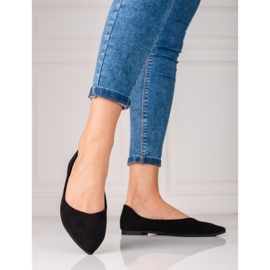 Ballerine nere da donna realizzate in suede ecologico Shelovet nero 2