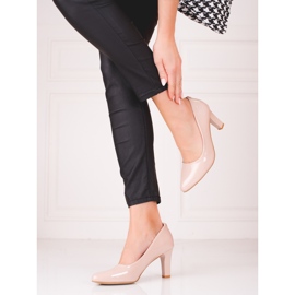Décolleté Shelovet da donna beige, laccate 2