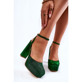 Sandali da donna Glitter su un tacco verde rosel 1