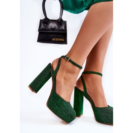 Sandali da donna Glitter su un tacco verde rosel 2
