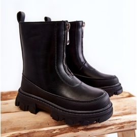 FR1 Stivali alti in pelle alla moda con cerniera Daffy nera nero 1