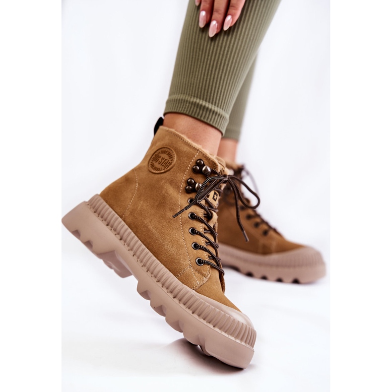 Stivali caldi in pelle scamosciata Big Star KK274521 Beige marrone 1