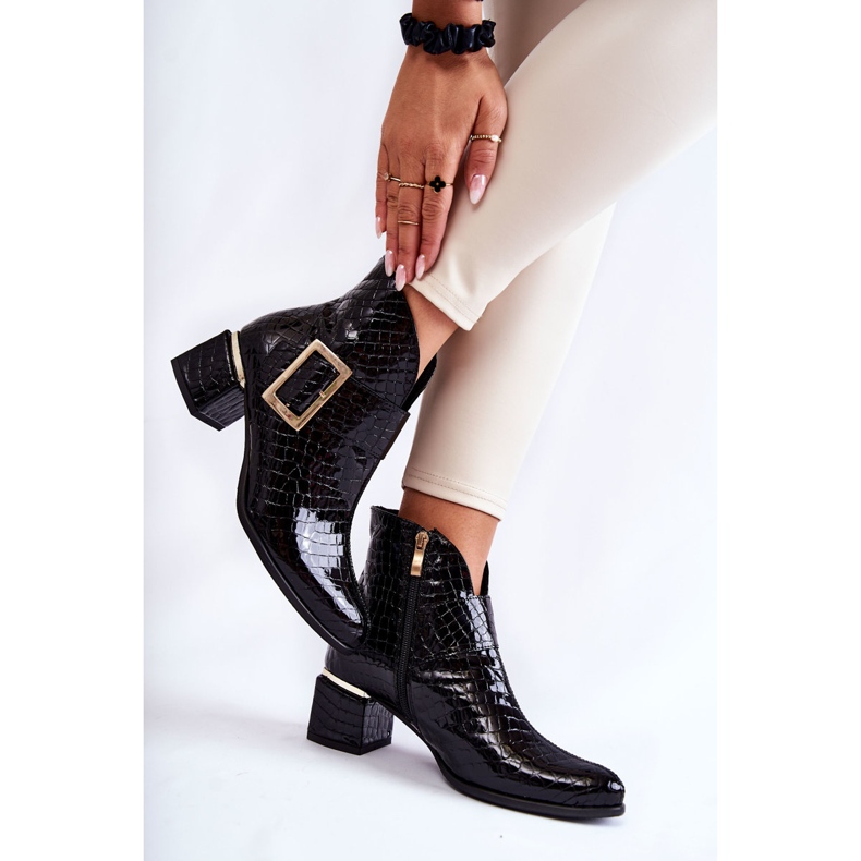 PA2 Stivaletti In Pelle Con Motivo Zip Coccodrillo Nero Briana 2