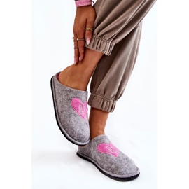 Pantofole Big Star fatte in casa KK276020 Grigio-Rosa 2