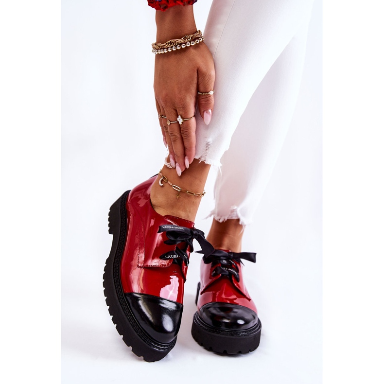 Scarpe Stringate Laccate Laura Messi 2441 Rosse rosso 1