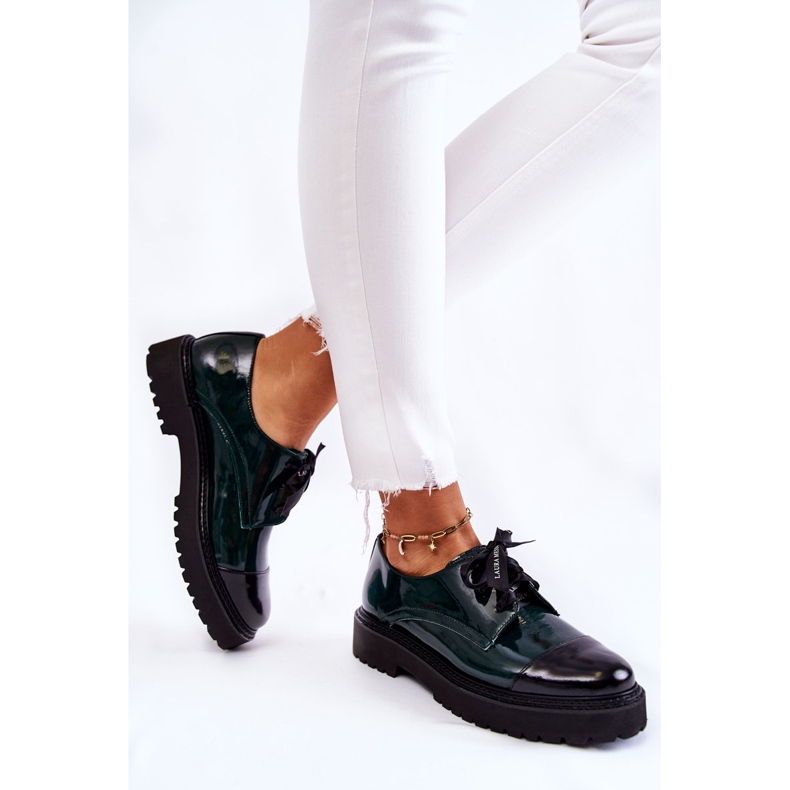Scarpe stringate laccate Laura Messi 2441 Verde 2