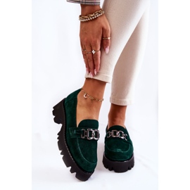 Scarpe in camoscio con decoro Laura Messi verde 1