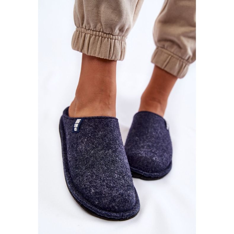 Pantofole da donna classiche in feltro Big Star KK276013 blu navy 2