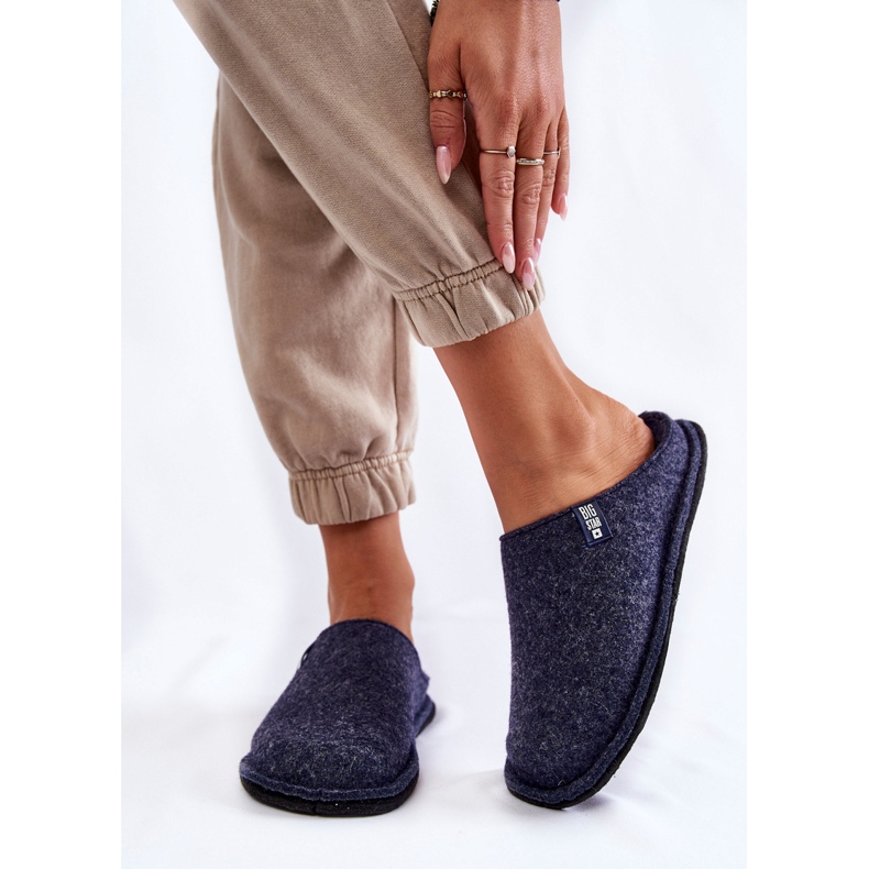 Pantofole da donna classiche in feltro Big Star KK276013 blu navy 1