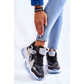 Scarpe sportive da donna su una piattaforma massiccia Big Star KK274386 nero-grigio 1