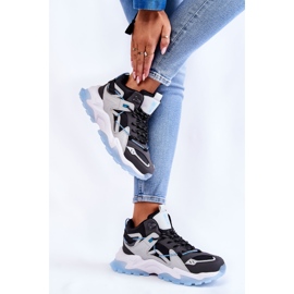 Scarpe sportive da donna su una piattaforma massiccia Big Star KK274386 nero-grigio 2