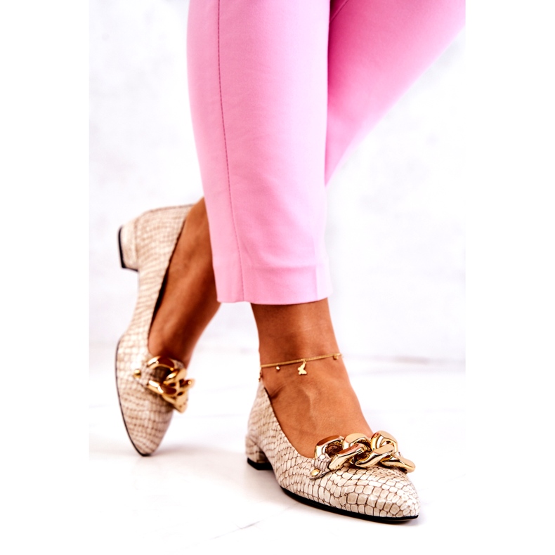 PA2 Décolleté in pelle di serpente laccata Beige Elissabeth 4028-L marrone 3