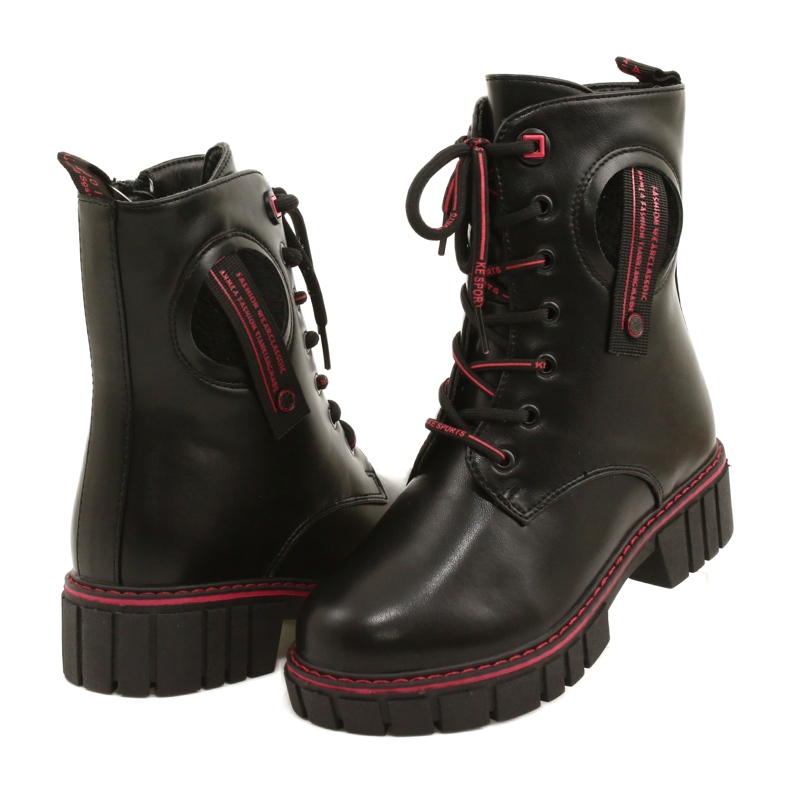 Stivali da donna per Miss Evento 22do23-5244 Zip nero e rosso 3