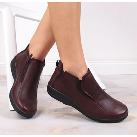 Comodi stivali in pelle da donna isolati Helios bordeaux marrone 1
