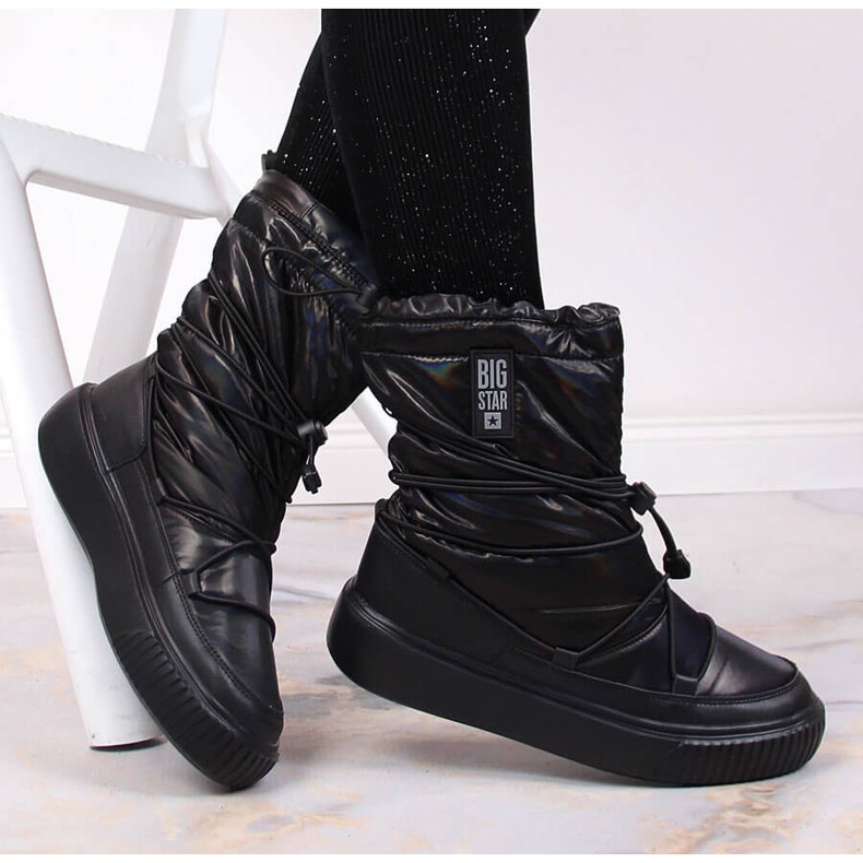 Doposci metallizzati, slip-on neri Big Star KK274193 nero 1