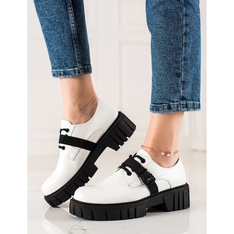 La.Fi Scarpe con plateau con fibbia bianco nero 1