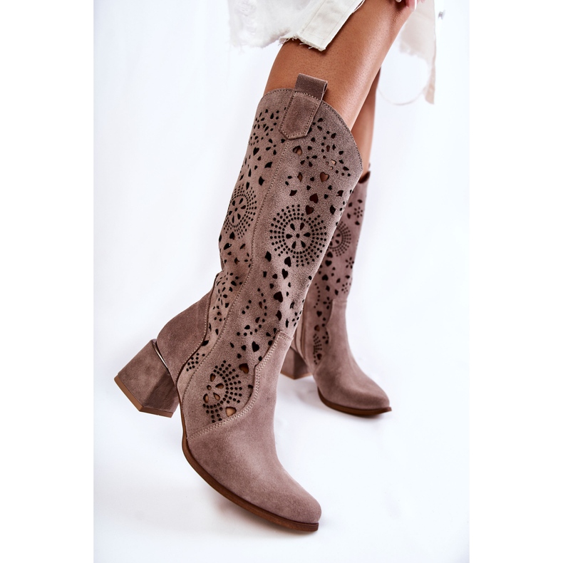 Lewski Shoes Stivali in pelle scamosciata traforati Scarpe Lewski 3171 Cappuccino marrone 1