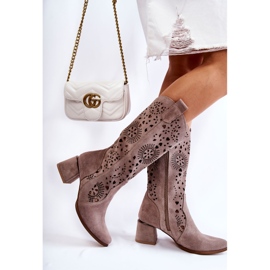 Lewski Shoes Stivali in pelle scamosciata traforati Scarpe Lewski 3171 Cappuccino marrone 2