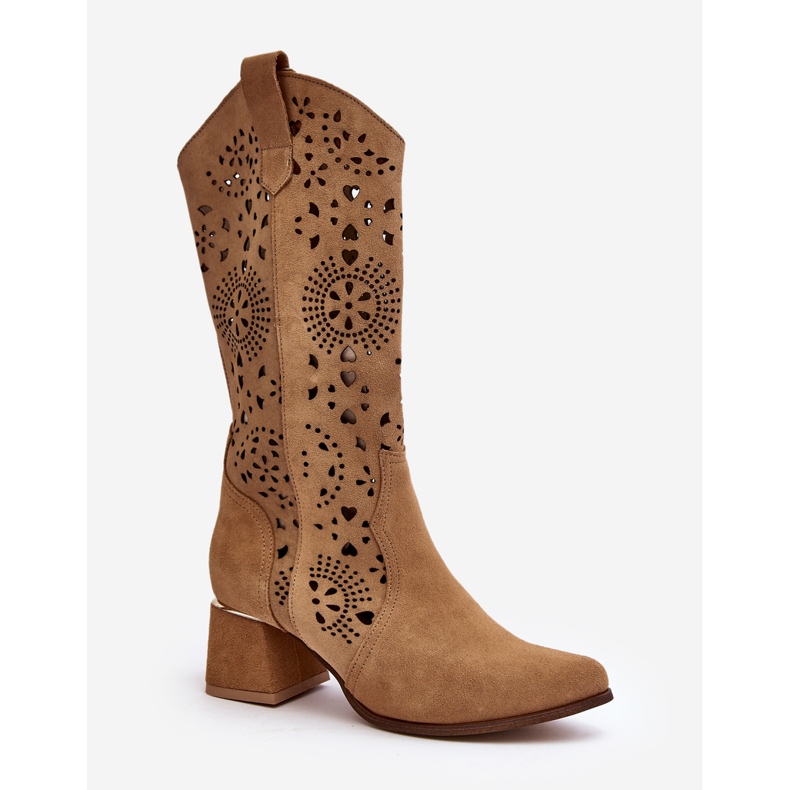 Lewski Shoes Stivali in pelle scamosciata traforati Scarpe Lewski 3171 Beige marrone 1
