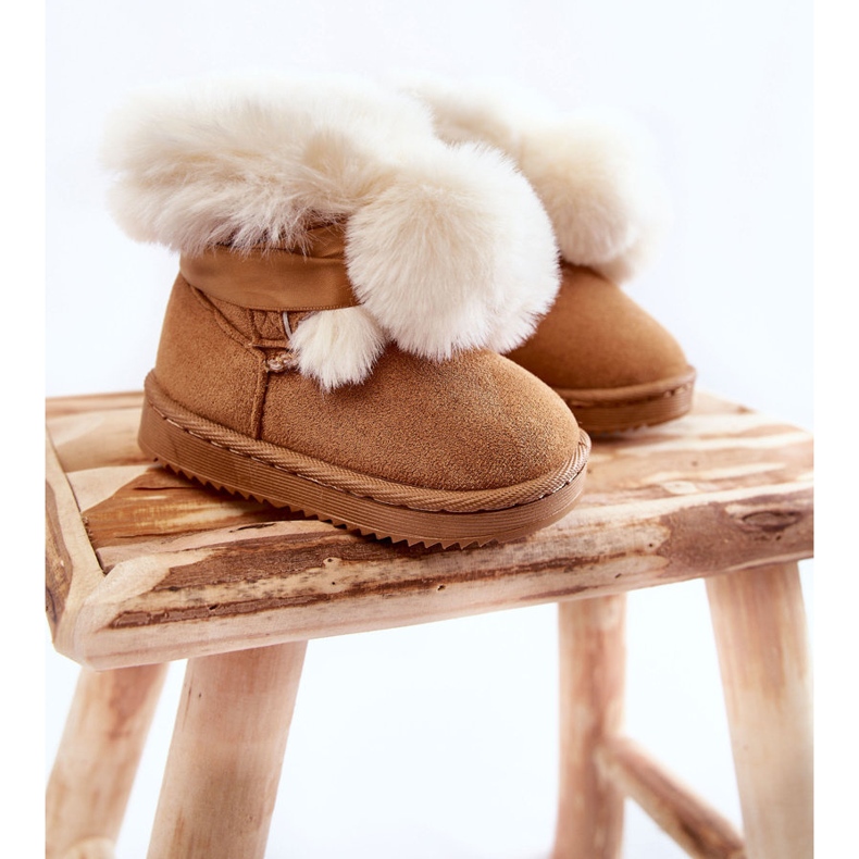 Stivali da neve caldi per bambini per bambini marrone-bianco Roofy 1