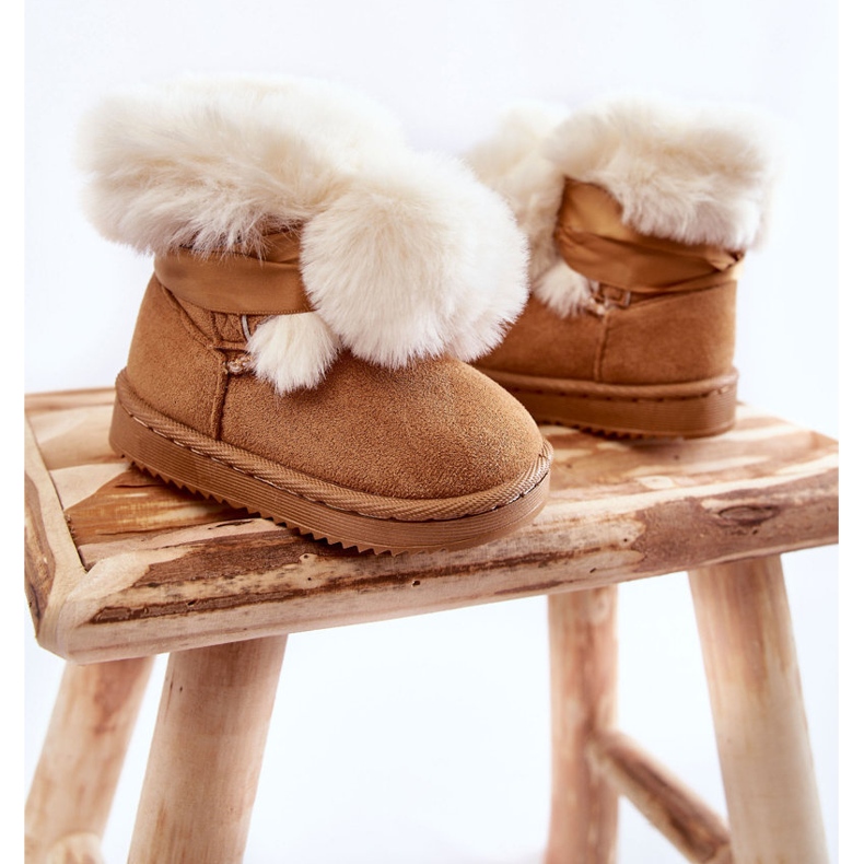 Stivali da neve caldi per bambini per bambini marrone-bianco Roofy 2