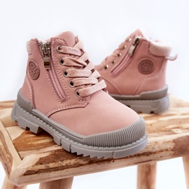 PE1 Stivali con isolamento in pelliccia per bambini Trappers rosa 2