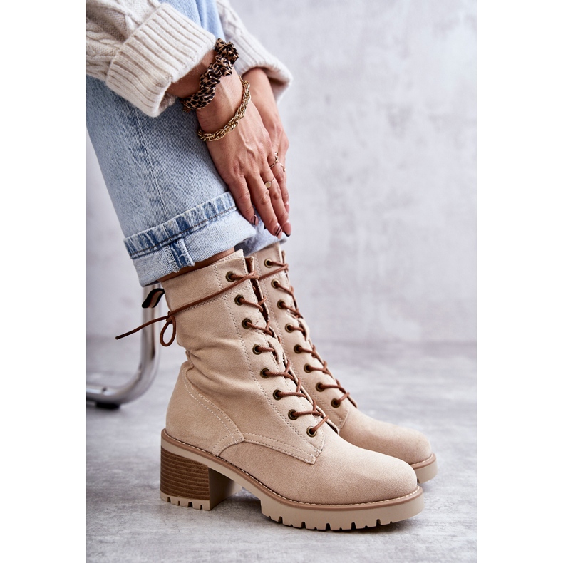 FE1 Stivali caldi da donna su tacco alto Beige Julieta M660 3