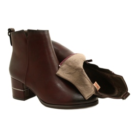 Stivali bordeaux da donna alla moda Poula M.Daszyński SA125A-2 rosso 4