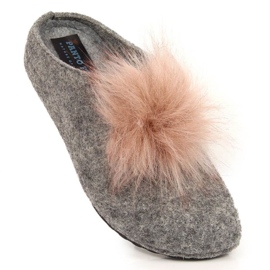 Comode pantofole in feltro con pompon Panto Fino INT1767B grigio 1