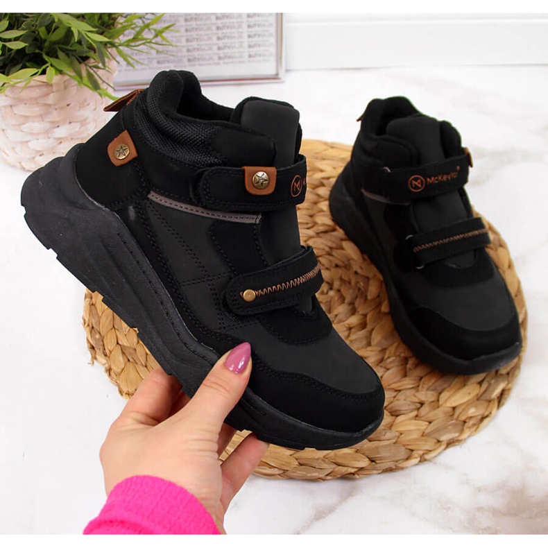 Stivali neri da bambino con chiusura in velcro McKeylor nero 1