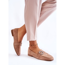 PS1 Mocassini classici in pelle scamosciata beige scuro di Halla 2