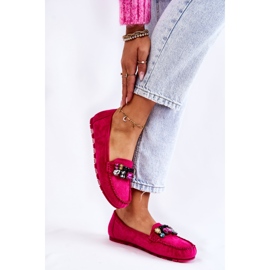 PS1 Mocassini da donna in suede con decori Janetta Fucsia rosa 2