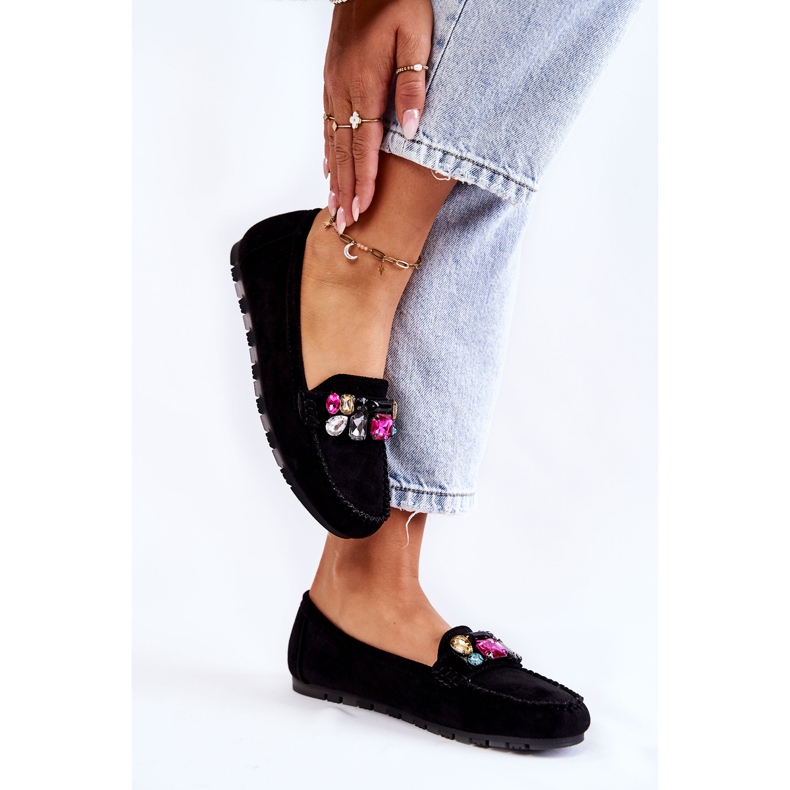 PS1 Mocassini da donna in pelle scamosciata con ornamenti Janetta neri nero 2