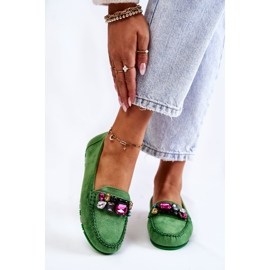 PS1 Mocassini da donna in suede con decorazioni Janetta verdi verde 1