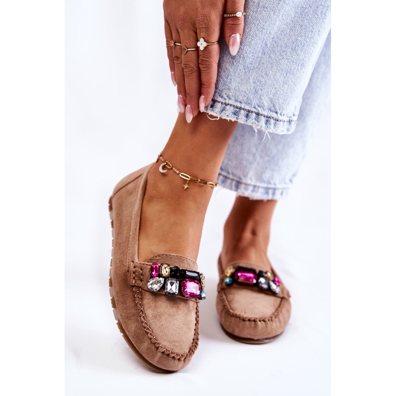 PS1 Mocassini da donna in suede con decorazioni Beige Janetta 1