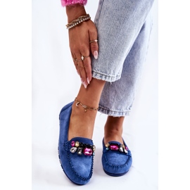 PS1 Mocassini da donna in pelle scamosciata con ornamenti Janetta blu 1