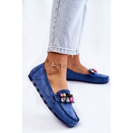 PS1 Mocassini da donna in pelle scamosciata con ornamenti Janetta blu 2