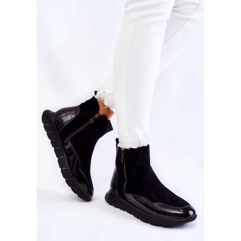 Vinceza Sneakers con stivaletti neri da donna in pelle scamosciata nero 2