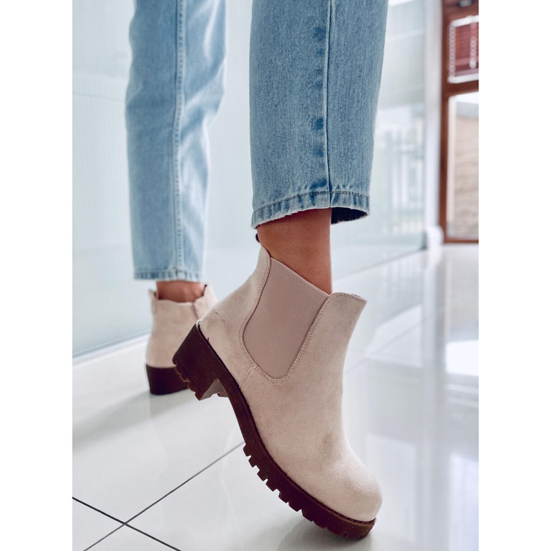 BM Stivaletti Chelsea con tacco basso Laine Beige Suede 1