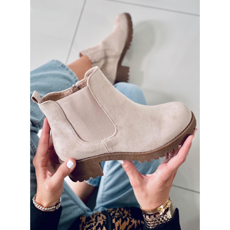 BM Stivaletti Chelsea con tacco basso Laine Beige Suede 2