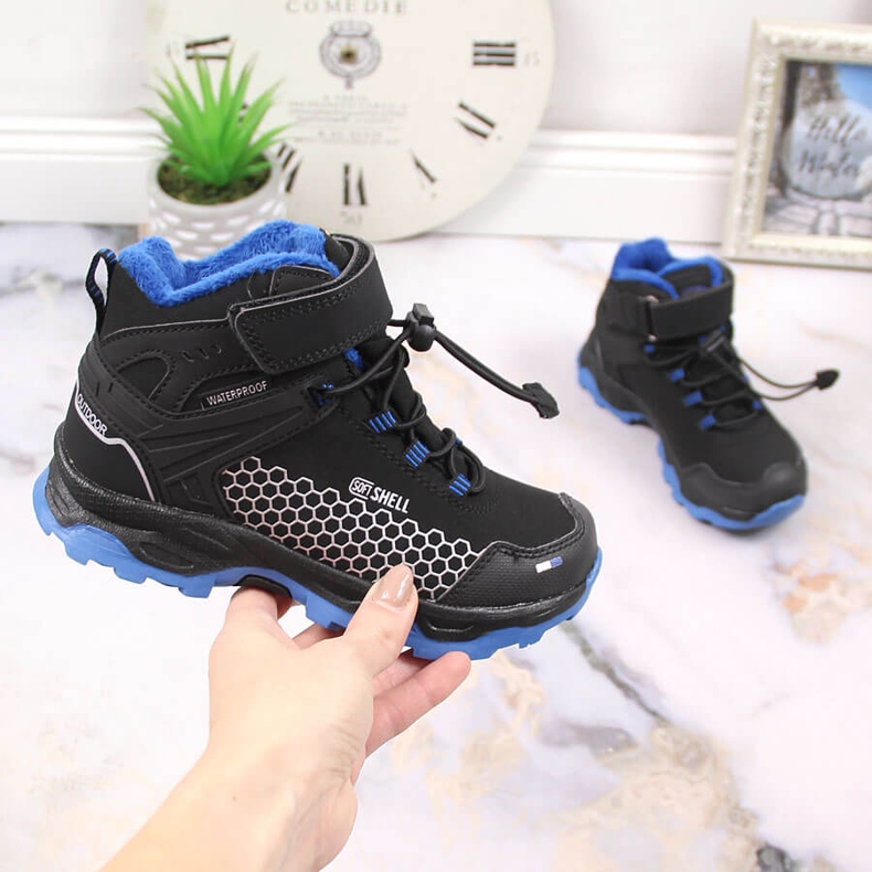 Doposci da bambino impermeabili con chiusura strappo American Club AM904A nero 1