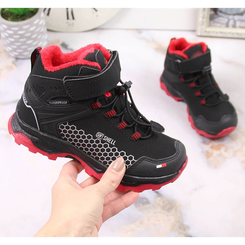 Doposci da bambino impermeabili con velcro American Club AM904B nero 2