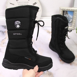 Scarponi da neve alti impermeabili per bambini Black American Club nero 1