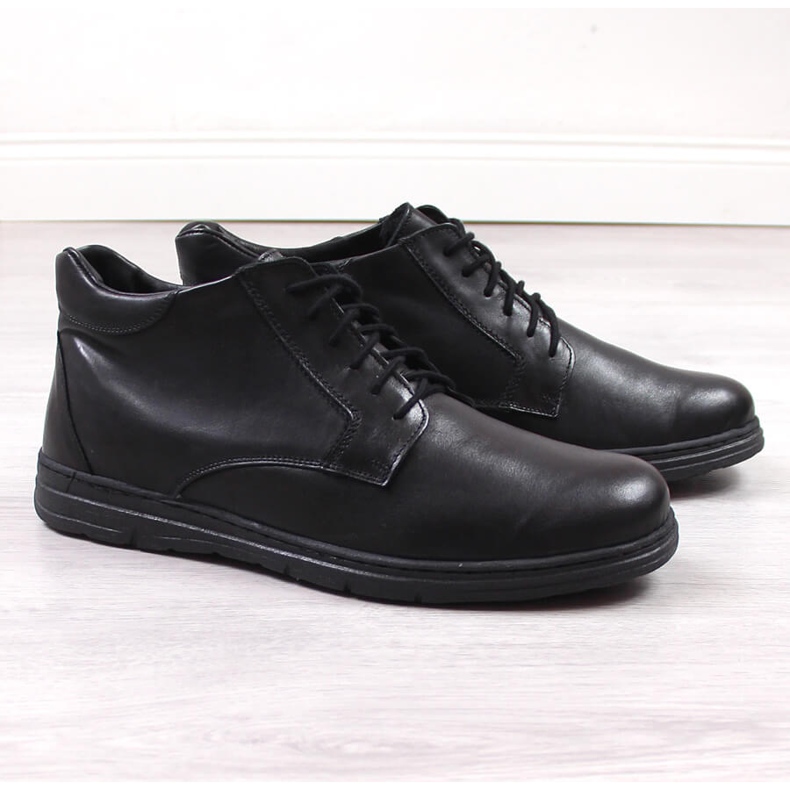 Scarpe comode da uomo in pelle nere Łukbut 1816 nero 1