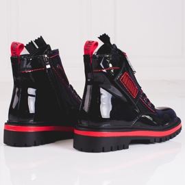 Stivaletti da bambina in vernice con inserti Shelovet rossi nero rosso 1